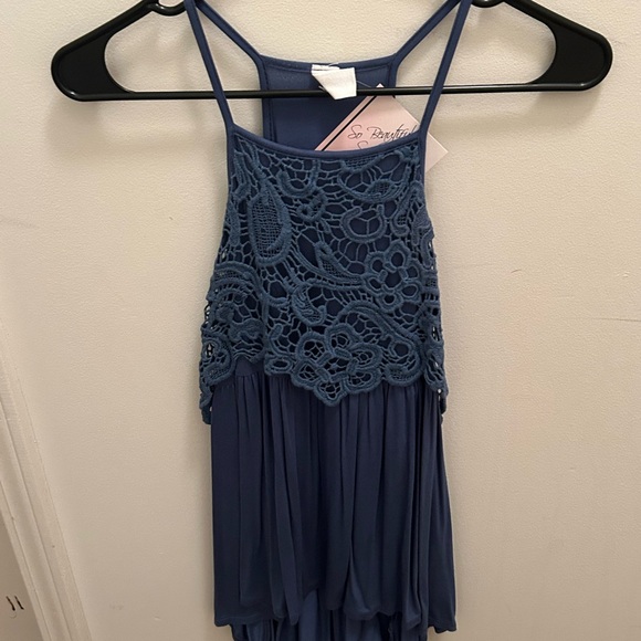 Tops - Blue Crochet Bodice Halter top